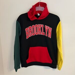 Youth Size 13-14yr Multicolor Brooklyn Print Hoodie Red Black‎ Green Yellow